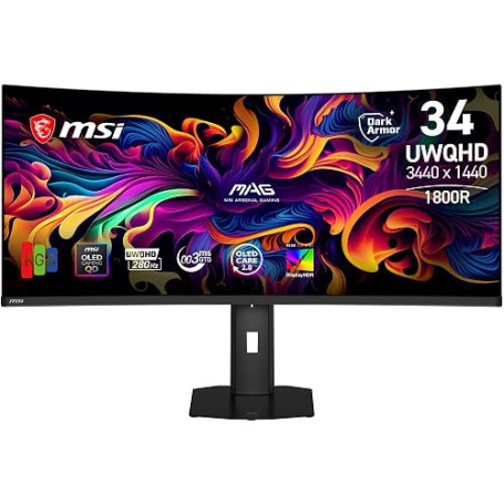 MSI MAG 341CQP QD-OLED X28 Écran Gaming incurvé 34.18" UWQHD | Dalle QD-OLED 3440x1440, 280Hz, 0,03ms, courbure 1800R, compatibl