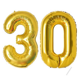 Ballons Anniversaire 30 Or - 100cm - Chiffre Numéro 30 - Happy Birthday Decoration Fête d'Anniversaire Ans Vole Grâce à l'Hèlium