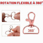50 Pièces Mousqueton Porte Clé,Fermoirs Mousquetons Pivotants,D Fermoir Porte-clés Clip pour Bijoux, Sac à Main, Sac à Bandouliè
