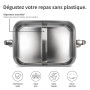 Bambaw Lunch Box Inox 1200 ml, Boite Dejeuner Hermetique, Bento Compartimenté, Lunch Box Étanche, Boite a Gouter Inox 1200 ml, E