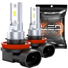 SEALIGHT H11 H16 Ampoule LED Anti-brouillard, Format Mini 1:1 Réel, Blanc Froid 6500K, Puissance et Pénétration Optimales pour V
