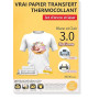 TransOurDream 40 Feuilles*A4 Papier Transfert pour Textile blanc&clair 3.0 | Compatible Imprimantes Jet d'Encre & Laser, Papier