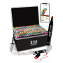 HornedDragon 320 Couleurs Feutres Acrylique, Acrylic Marker Double Pointe | App Gratuite | Pointe Pinceau & Fine | Séchage Rapid