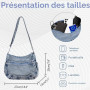 Ausing Sac Bandoulière Femme Grand Sac en Toile Crossboby Bag Femme | Tissu En Denim, Grande Capacité, Style Vintage, Pour Voyag