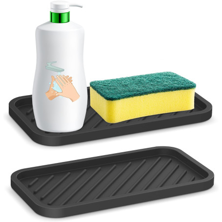 YUNYU Lot de 2 plateaux en silicone résistant à la chaleur, antidérapant et épais pour comptoir de cuisine, tapis de séchage et 