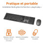 Amazon Basics souris sans fil rechargeable - Clavier complet ultra-mince et silencieux avec pavé numérique, FR Layout Gray, noir