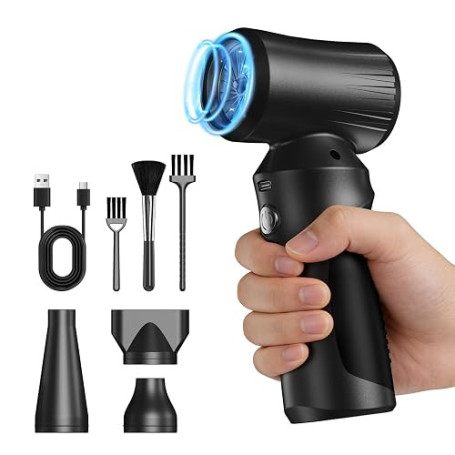 Voniobuy Mini Souffleur Sans fil Puissant, 200000 TR/Min Petit Souffleur Portable, souffleur air comprimé à 3 Vitesses avec Batt
