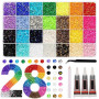 28 Couleurs 3mm Strass Ongle Nail Art, 30000+ Pcs Bedazzling Kit | avec Pince à Épiler, Stylo à Pointiller, Rhinestone pour Trav