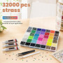 32000 Strass à Coller 3 mm Bedazzling Kit 42 Couleurs Strass en Résine | avec Colle Stylo et Pince Strass Ongle Nail Art, pour V