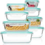 Vtopmart Lot de 16 Boîtes Alimentaires Verre, 8 Récipients et 8 Couvercles | Verre Sain sans BPA, Étanche et Hermétique, Compati