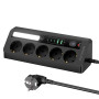 BOCHLION Multiprise de Table 5 Prises avec 4 Ports USB (2 Ports USB A+2 Ports USB C), Multiprise Parafoudre avec Lumière LED, Pr