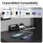 BOCHLION Multiprise de Table 5 Prises avec 4 Ports USB (2 Ports USB A+2 Ports USB C), Multiprise Parafoudre avec Lumière LED, Pr