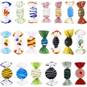 Yeskyltd Lot de 20 bonbons en verre de Murano faits à la main - Style vintage - Pour maison, fête, mariage, sapin de Noël, festi