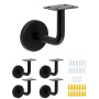 QWORK® Pack de 5 supports de main courante en acier inoxydable - noir - 60x80 mm plat