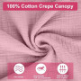 Vicloon Ciel de Lit pour Maison, Décoration Ciel de Lit pour Chambre d'enfant, 100% Coton Muslin Biologique 135 x 360 cm, Ciel d