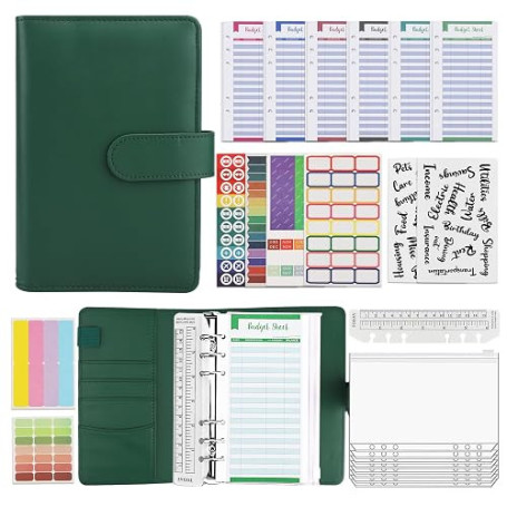 Classeur à Anneaux A6-30 Pièces Money Binder avec Enveloppes à Glissière et Étiquettes - Idéal pour Enveloppe Budget et Classeur