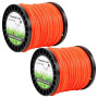 YHNDECO Lot de 2 fils de rechange en nylon pour débroussailleuse, 2,4 mm x 100 m, orange