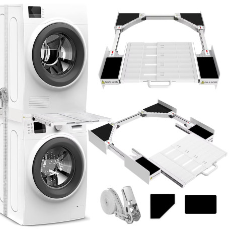 NIUXX Cadre Intermédiaire pour Laver avec Étagère | Cadre de Connexion Universel pour 53-68 cm Machine à Laver, Kit Intermédiair