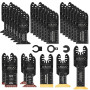 LEILUO 32 Pièces Kit d'Accessoires pour Outils Oscillants | Idéal pour bois, clous & cloisons sèches. Lames de scie avec sac. Co