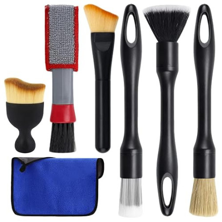 YUZHEDM 7 Pinceau Nettoyage Voiture Detailing Auto, Brosse Nettoyage Voiture Poils Ultra Doux pour Intérieur et Extérieur, Kit P