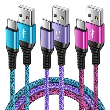 Cable USB C Charge Rapide, [1M, Lot de 3] Chargeur Câble USB A vers USB C | Câble USB A avec USB C pour Samsung Galaxy S26 Ultra