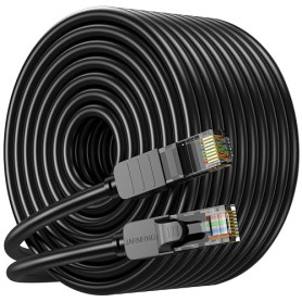 JARNHNG Câble Ethernet 50M Cat 6, Câble Internet Haute Vitesse 10gbps, Cordon de Raccordement Lan RJ45 Noir, Câble Ethernet Long