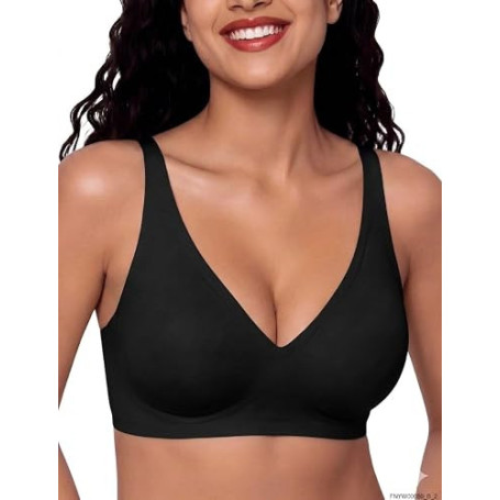 Bresdk Soutien-Gorge Femme sans Armature sans Couture Décolleté en V | Brassière Femme Confortable, Maintien Naturel, Coussinets