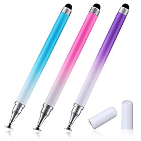 Amaxiu Lot de 3 Stylets 2 en 1 pour écrans tactiles avec Disque Transparent et Pointe en Silicone Haute sensibilité Compatible a