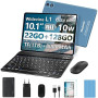 Android Tablette 10 Pouces, 22Go+128Go,Clavier Souris Coque Inclus,Bleu | tablette tactile,Écran HD avec Certification Widevine