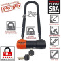KRASER KR85L Antivol Moto Homologué SRA | Promo Model Plus Robust | U ø18mm Acier Cémenté, Double Verrouillage, 3 Clés Haute Séc