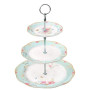 YBK Tech Présentoir à gâteaux vintage à 3 étages en porcelaine Bleu clair