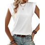 Zeagoo Débardeur Basique Femme sans Manches T Shirt D'Été Manches Courtes Top Ample Blouse Col Rond Hauts Unis Gilet