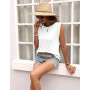 Zeagoo Débardeur Basique Femme sans Manches T Shirt D'Été Manches Courtes Top Ample Blouse Col Rond Hauts Unis Gilet