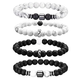 ZENGSING Bracelet de perles pour hommes ensemble de bracelets de perles en pierre naturelle de 8MM Bracelet Pierre Naturelle Hom