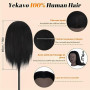 Yekavo Tête de mannequin afro 100 % cheveux humains pour coiffure, tressage, coiffeur, coiffeur, cheveux longs, tête d'entraînem