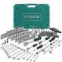 STANEW Caisse à Outils 219 PCS, Lot Douilles et Cliquets en 1/4", 3/8" et 1/2", Acier au CR-V, Kit Clé de serrage Douille avec C