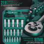 STANEW Caisse à Outils 219 PCS, Lot Douilles et Cliquets en 1/4", 3/8" et 1/2", Acier au CR-V, Kit Clé de serrage Douille avec C