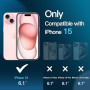 JETech Verre Trempé pour iPhone 15, Lot de 2 | 9H Protection D'écran, Transparent HD, Protection Anti-Rayures, Outil d'Installat