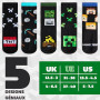Minecraft Chaussette Enfant Garçon Mi-mollet, Paquet Multiple Chaussettes Fantaisie, Gaming Merchandise, Cadeau Gamer (Paquet de