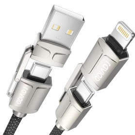 RAVIAD Câble Multi USB, 4 en 1 Câble Universel [1M] Multi USB Câble de | Chargement en Nylon avec USB C/USB A vers Lightning, US