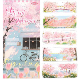 Sakura Lot de 10 feuilles d'autocollants en PET pour scrapbooking et 10 feuilles d'autocollants Washi