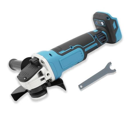 Meuleuse d'angle sans fil compatible avec Makita 18 V, 8500 tr/min, 4 niveaux de vitesse, disque abrasif de 125 mm avec clé de m