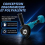 Meuleuse d'Angle sans Fil Brushless 21V KATSU FIT-BAT, 115mm avec Moteur sans Balais pour Couper Polir le Meulage, 3 Vitesses, P