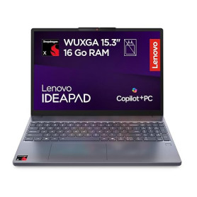 Lenovo IdeaPad Slim 3 15Q8X10 - Ordinateur Portable 15.3'' WUXGA Copilot+ (Snapdragon X X1-26-100, RAM 16Go, SSD 256Go, Windows