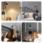 JZCDR Zoomable Lampe de Lecture Murale, Liseuse LED Tete de Lit avec Interrupteur, Lampe à Col de Cygne Rotative Flexible de 28C