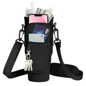 AYESY Sac de Transport de Bouteille d'eau, Noir Stanley 40oz Tumbler Sac Bouteille d'eau avec Pochette de Téléphone bandoulière