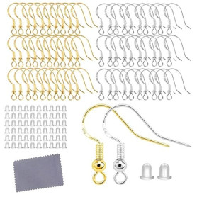 Fonyiunce 60 pièces crochets de boucles d'oreilles hypoallergéniques,Crochets Oreille Argent Sterling 925,Fabrication de Boucles