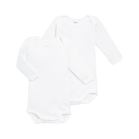 Petit Bateau Lot de 2 Bodies Blancs Manches Longues Bébé Body Mixte bébé (lot de 2)