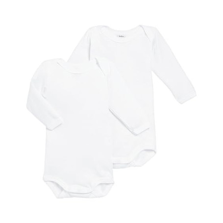 Petit Bateau Lot de 2 Bodies Blancs Manches Longues Bébé Body Mixte bébé (lot de 2)