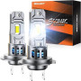 SEALIGHT S2S H7 LED Bulbs, 70,000LM Super Brighter, 6500K Pure White Ampoule H7 Bulbs with 15000rpm Cooling Fan, 70K+ Hours Life
